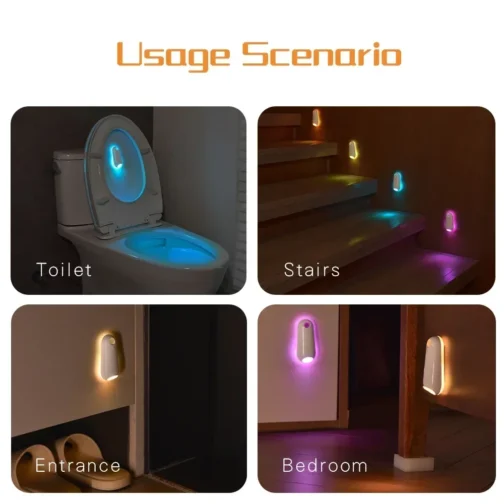 RGB Motion Sensor LED Light for Toilet, Step Night Light, Waterproof Light, Corridor Step Lighting, 8 Lighting Modes, 2-in-1 – Image 5