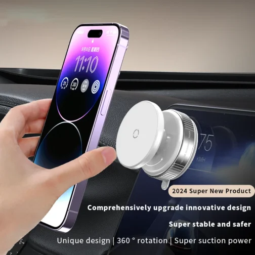 360° Rotating Car Mount Phone Holder with Magnetic Vacuum Adsorption